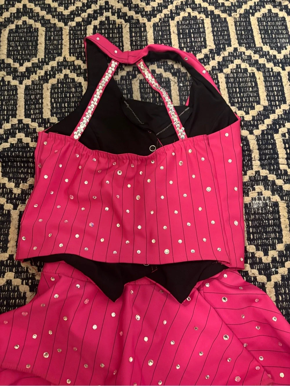 Hot Pink Studded Pinstripe Two-Piece Set